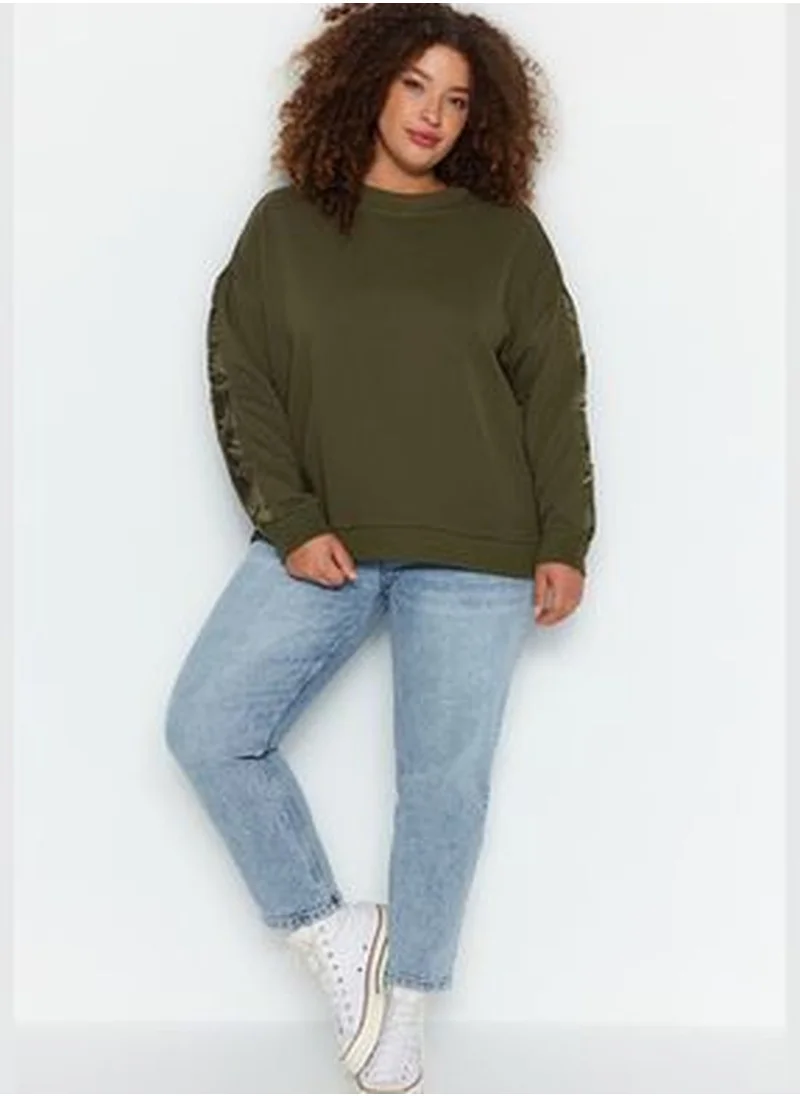 trendyol Khaki Thick Knitted Sweatshirt with Quilted Detailed TBBAW24AO00007
