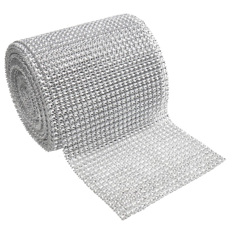 Handi Stitch Silver Crystal Rhinestone Diamond Ribbon  914m  10 Yard Roll  12cm  472 inches Wide  DIY Sparkling Bling Mesh  DIY Arts  Crafts WeddingBirthday Event Decorations Belts  Cake