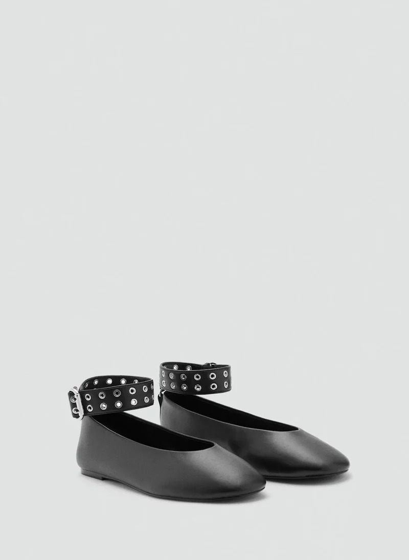 مانجو Ballet flats with eyelet strap