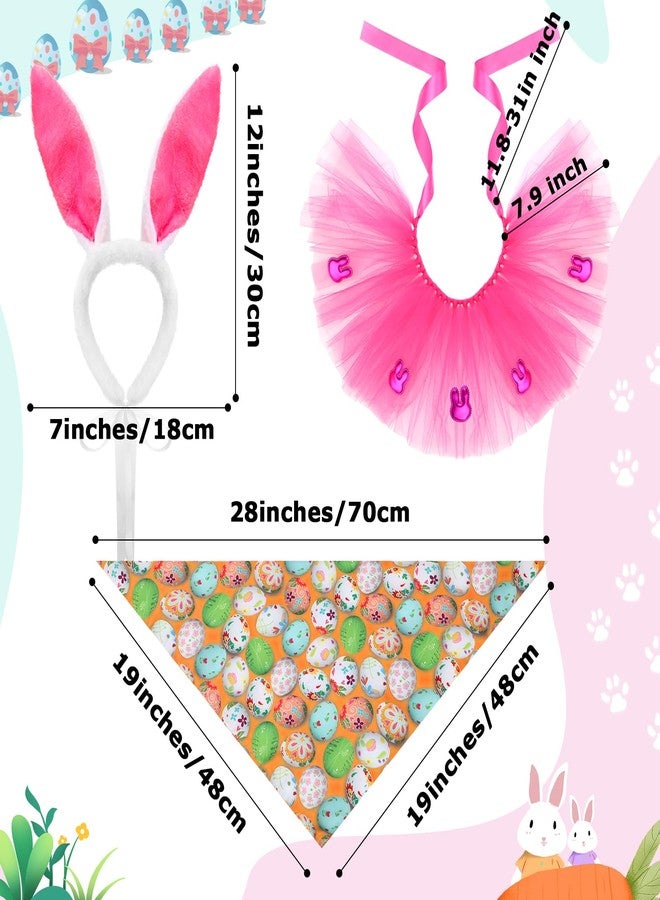 Yahenda 6 Pcs Dog Easter Costumes Set: Dog Bunny Ears, Tutu, Bandana for Medium Large Dogs, Cats, Puppy; Handcrafted Easter Hunt Party Supplies - Image 2