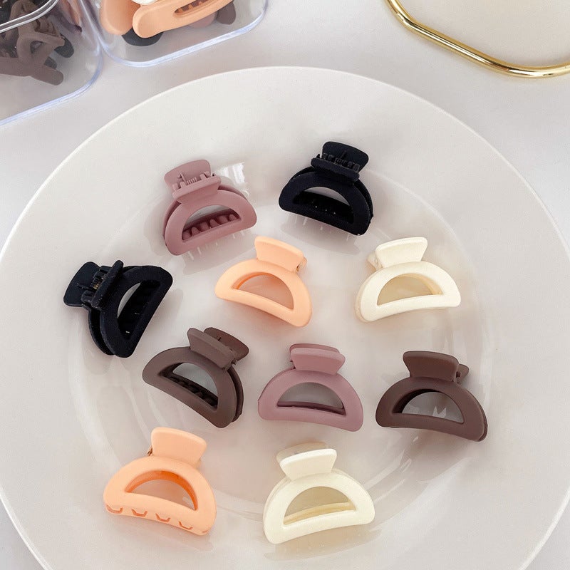Generic Mini Scrub Hair Claw Clips for Fringe J1052E brown is semicircle (10 boxes)