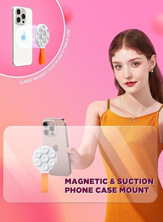 General Suction cup phone holder, silicone ring phone grip magnetic holder, hands-free mirror wall mount for iPhone/samsung/Google, TikTok creator|video  - Image 2