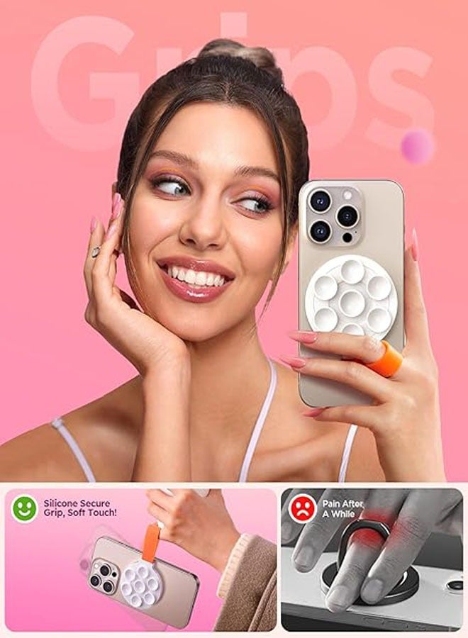 General Suction cup phone holder, silicone ring phone grip magnetic holder, hands-free mirror wall mount for iPhone/samsung/Google, TikTok creator|video  - Image 4