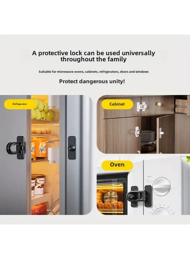 Black Safety Hasp Latch No Drilling Rotatable For Refrigerator Oven Microwave - Image 5