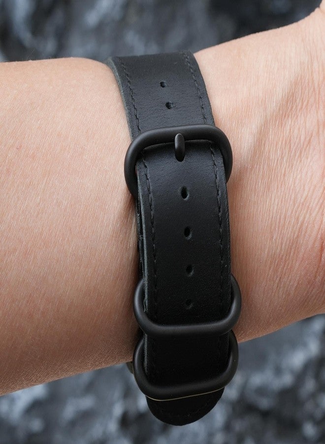 Abanen Premium Genuine Leather Watch Bands with Stainless Steel Secure Closure for Samsung Galaxy Watch Ultra 47mm (Black) - Image 3