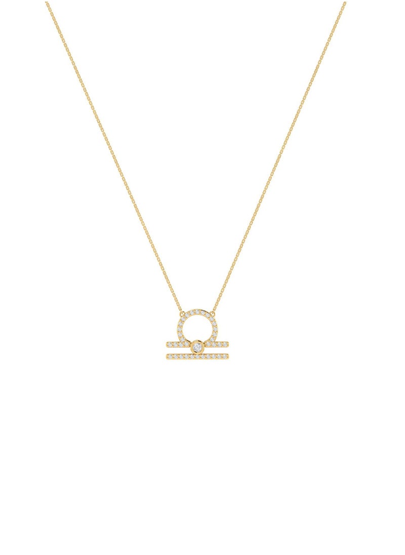 Capri Gold Capri Gold 18K Yellow Gold Libra Zodiac Sign Necklace with Diamonds 