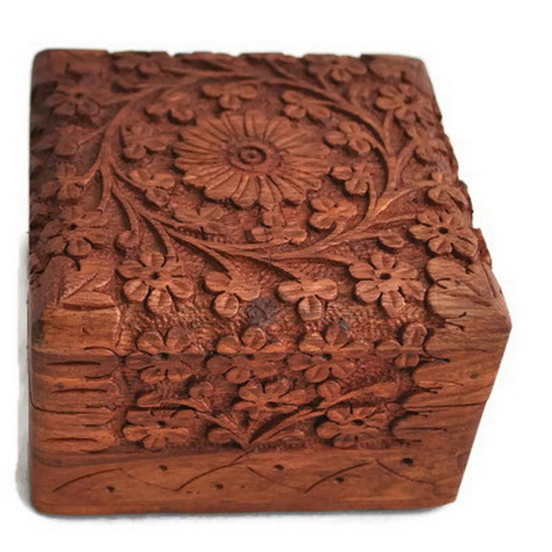 storeindya StarZebra Hand Carved Wooden Jewellery Box from India - Image 2