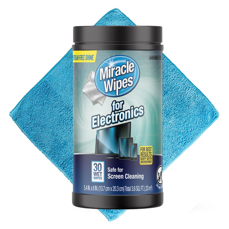 Miracle Brands MiracleWipes for Electronics Cleaning - Screen Wipes Designed for TV, Phones, Monitors and More - Includes Microfiber Towel - (30 Count) - Image 3