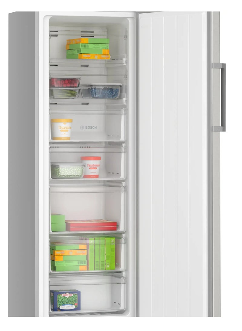Bosch No-Frost Upright Freezer, 7 Drawers, 2 Shelves, Digital Display, Silver, GSN33ALEE8 328 L 190 W GSN33ALEE8 Silver