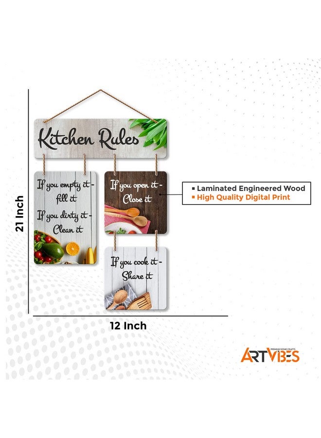 Artvibes Decorative Wall Art MDF Wooden Wall Hanging for Living Room | Bedroom | Home Decor | Office | Gift | Kitchen Rules Quotes Items for House Decoration | Modern Art (WH_6506N) - Image 5
