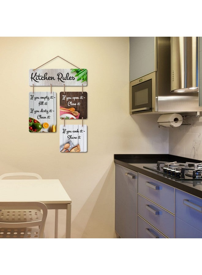 Artvibes Decorative Wall Art MDF Wooden Wall Hanging for Living Room | Bedroom | Home Decor | Office | Gift | Kitchen Rules Quotes Items for House Decoration | Modern Art (WH_6506N) - Image 3