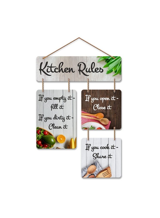 Artvibes Decorative Wall Art MDF Wooden Wall Hanging for Living Room | Bedroom | Home Decor | Office | Gift | Kitchen Rules Quotes Items for House Decoration | Modern Art (WH_6506N) - Image 1