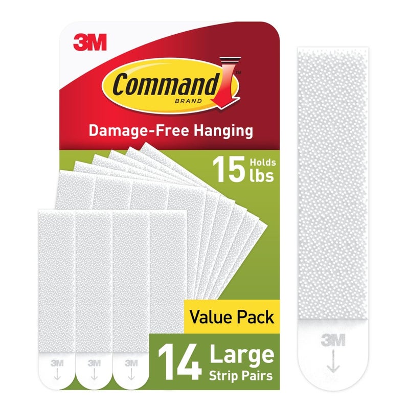 Command Large Picture Hanging Strips, White, Holds up to 16 lbs, 14-Pairs, Easy to Open Packaging - Image 1