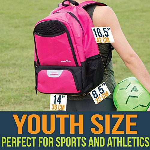 Athletico Youth Soccer Bag - Soccer Backpack & Bags for Basketball, Volleyball & Football | Includes Separate Cleat and Ball Compartment (Pink) - Image 3