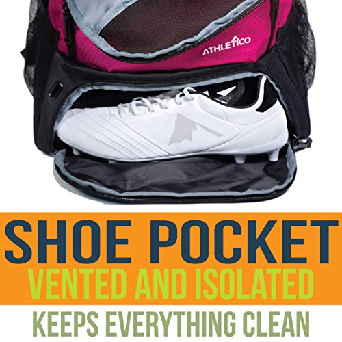 Athletico Youth Soccer Bag - Soccer Backpack & Bags for Basketball, Volleyball & Football | Includes Separate Cleat and Ball Compartment (Pink) - Image 4