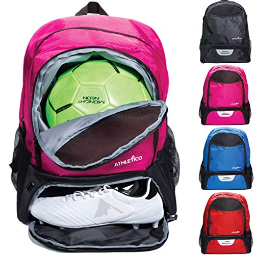 Athletico Youth Soccer Bag - Soccer Backpack & Bags for Basketball, Volleyball & Football | Includes Separate Cleat and Ball Compartment (Pink) - Image 1