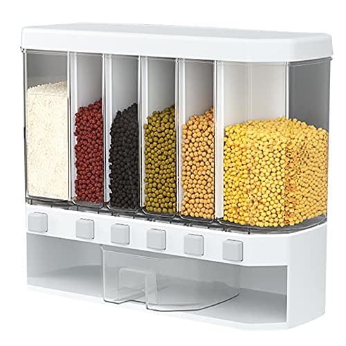 Daji Kitchen Storage 6 Grid Container Wall Mounted Cereal Food Dispenser For Kitchendry Space Saving Food Storage Containers For CerealRiceNutsSnack - Image 5