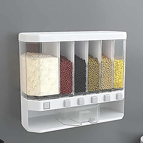 Daji Kitchen Storage 6 Grid Container Wall Mounted Cereal Food Dispenser For Kitchendry Space Saving Food Storage Containers For CerealRiceNutsSnack - Image 2