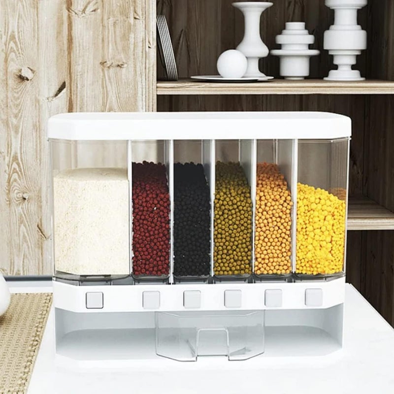 Daji Kitchen Storage 6 Grid Container Wall Mounted Cereal Food Dispenser For Kitchendry Space Saving Food Storage Containers For CerealRiceNutsSnack - Image 1