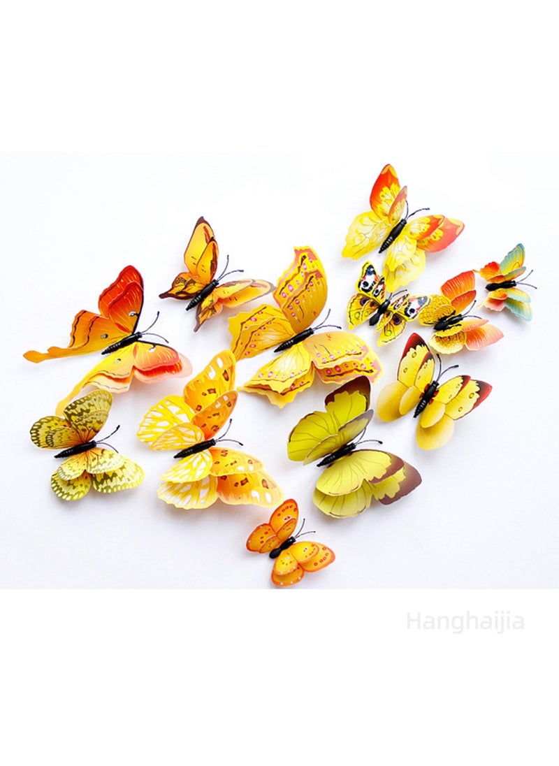 Hanghaijia 12 PCS 3D stereo simulation double layer butterfly living room wall scene decoration wall stickers bedroom room kindergarten creative refrigerator stickers  - Image 2