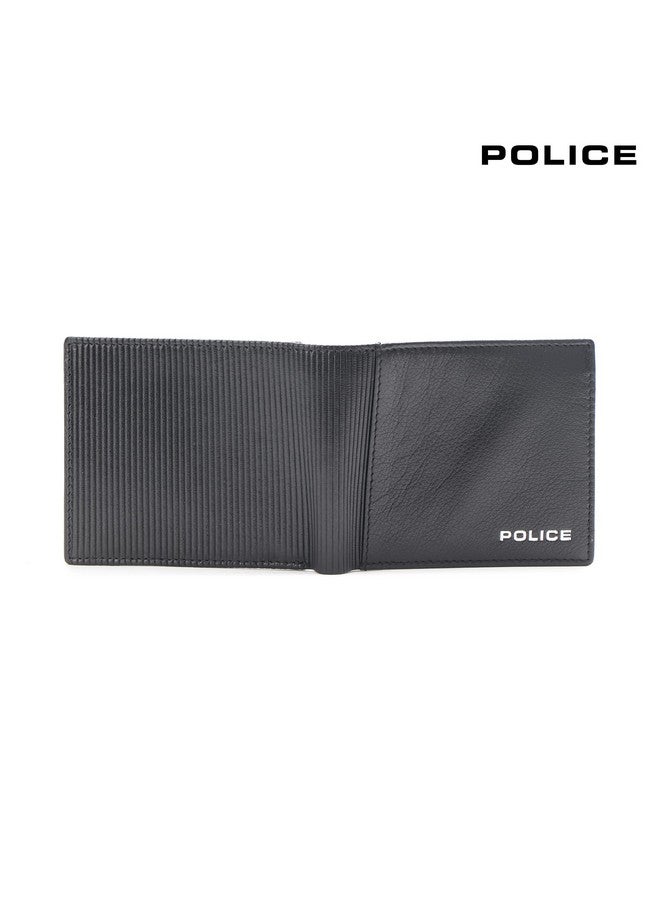 POLICE محفظة ماركة بوليس للرجال جلد أصلي | محفظة رفيعة أنيقة للرجال لمحفظة نقود وعملات جلدية حقيقية مع 6 فتحات لحامل البطاقات - سوداء - Image 4