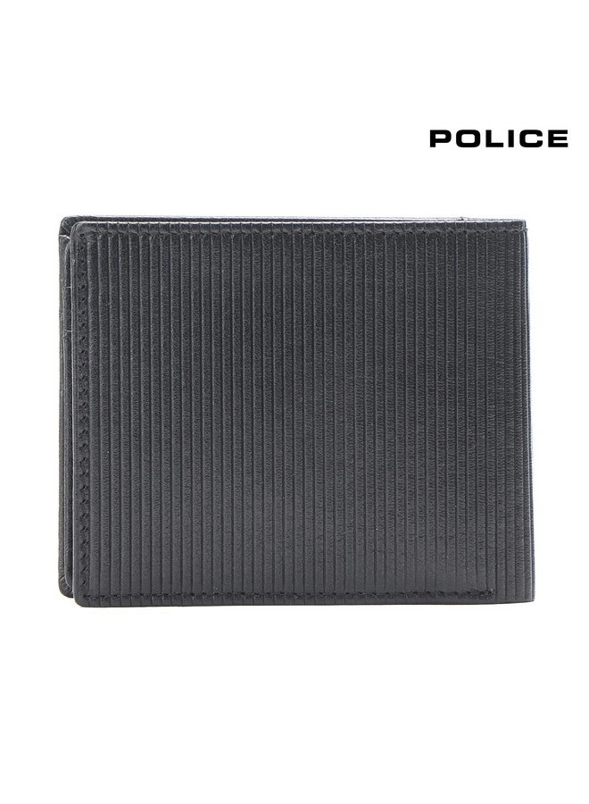 POLICE محفظة ماركة بوليس للرجال جلد أصلي | محفظة رفيعة أنيقة للرجال لمحفظة نقود وعملات جلدية حقيقية مع 6 فتحات لحامل البطاقات - سوداء - Image 2