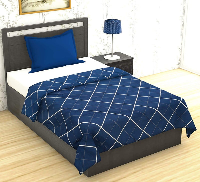 MORADO® Glace Cotton 210 TC Duvet Cover for Single Bed | 60x90 Inches Quilt/Razai/Blanket Cover with Zipper Closure | Soft & Durable Fabric (Blue Box, 60x90 Inches Single) - Image 1