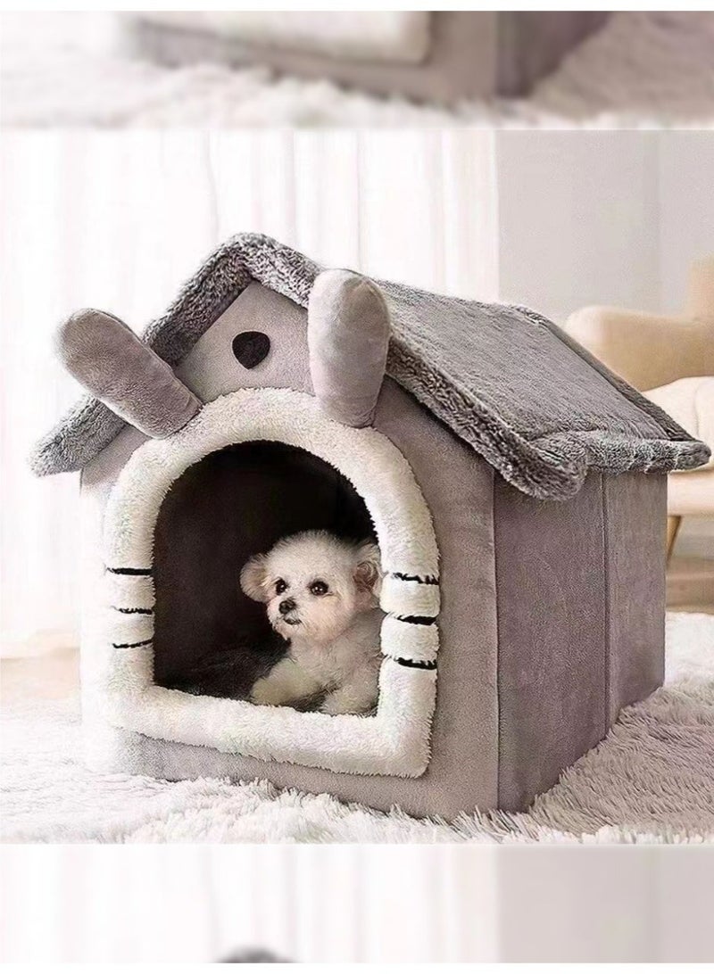 Arabest Fluffy Cat House,Dog Bed,Soft Warm Pet Cave Nest,Removable Washable Cushion,Size L - Image 1