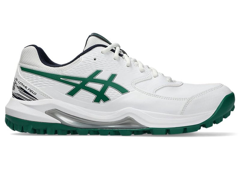 ASICS Unisex Gel-Lethal Field 2 White/Jasper Green Cricket Shoes - 8 UK Men/ 7 UK Women (1113A046.103) - Image 1