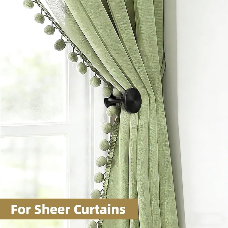 Gudui Curtain Holdbacks Black Medallion Curtain Tieback Hooks Round Decorative Drapery Holdbacks Wall Mounted Metal Curtain Tassel Holders Curtain Pullbacks for Home Decor, 2 Pack - Image 4
