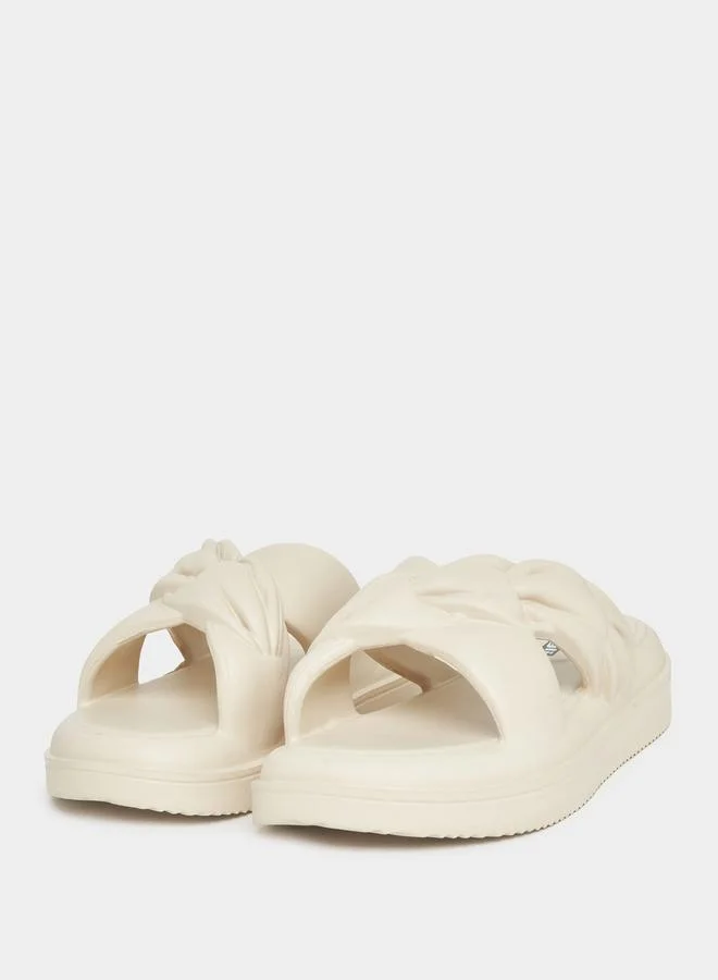 Styli Textured Strap Platform Slides