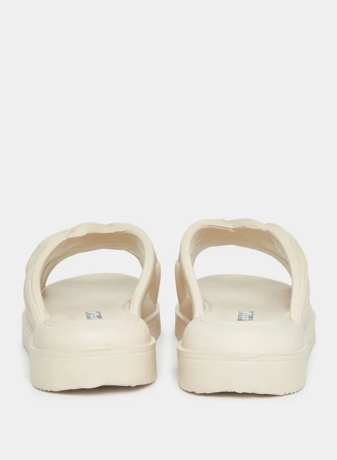 Styli Textured Strap Platform Slides