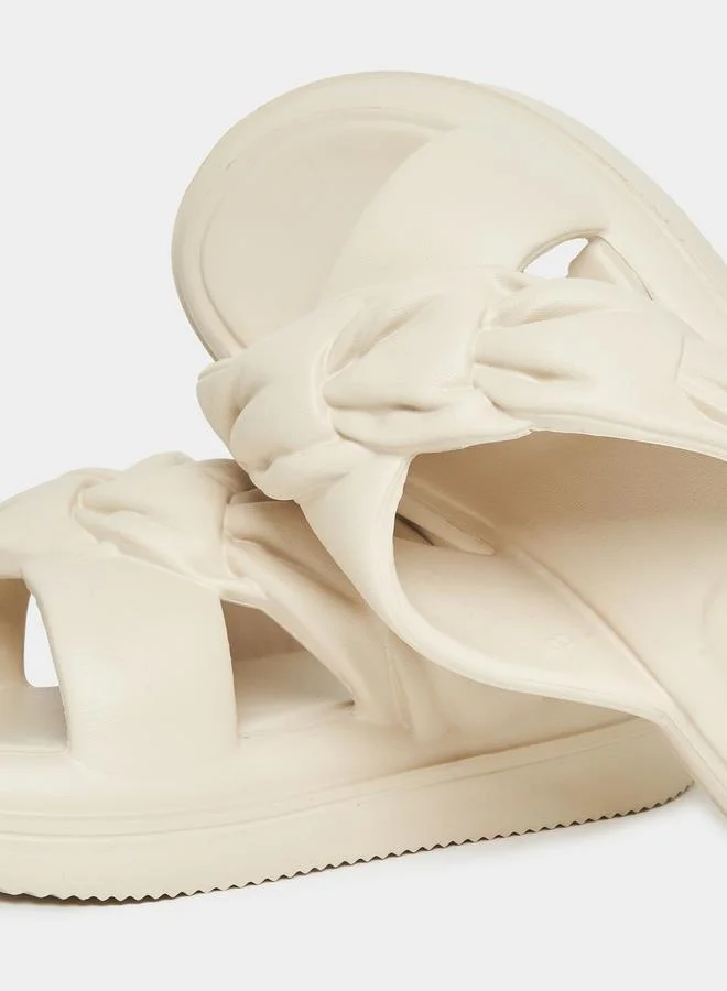 Styli Textured Strap Platform Slides