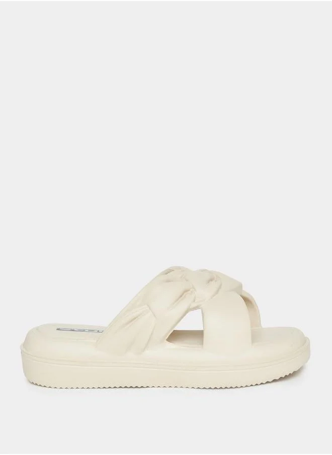Styli Textured Strap Platform Slides