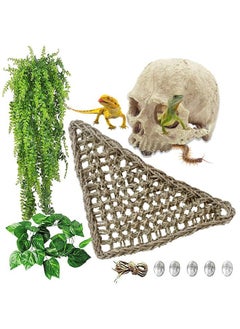 Kathson kathson Reptile Habitat Skull Decoration Bearded Dragon Tank Accessories Resin Human Skulls Hide Cave Hanging Vines Plant for Lizards Tortoise Snake Chameleon Spider Reptiles Amphibians(4 PCS)  - Image 1