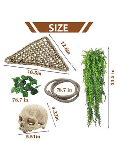 Kathson kathson Reptile Habitat Skull Decoration Bearded Dragon Tank Accessories Resin Human Skulls Hide Cave Hanging Vines Plant for Lizards Tortoise Snake Chameleon Spider Reptiles Amphibians(4 PCS)  - Image 3