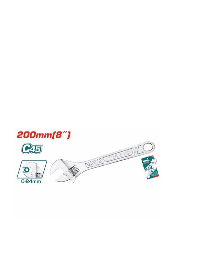 TOTAL Total 8-Inch Adjustable Wrench - Versatile Tool for Fastening and Loosening (0-29mm Jaw Capacity) - Image 1