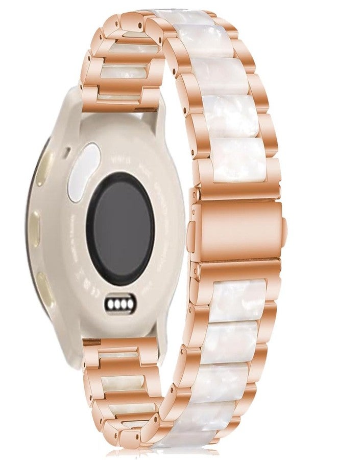 Sankel Compatible for Garmin Vivoactive 6/Vivoactive 5/3/3 Music Band, Women 20mm Resin Stainless Steel Strap Wristband for Venu Sq 2/Venu 2 Plus/Approach S50/Forerunner 158/165/245/570 42mm (Rose Gold) - Image 2
