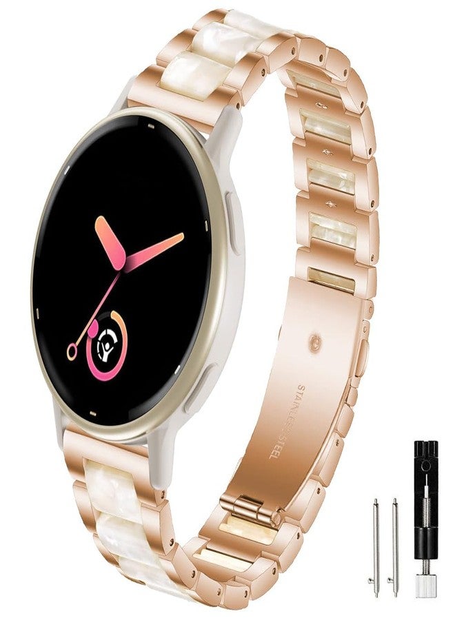 Sankel Compatible for Garmin Vivoactive 6/Vivoactive 5/3/3 Music Band, Women 20mm Resin Stainless Steel Strap Wristband for Venu Sq 2/Venu 2 Plus/Approach S50/Forerunner 158/165/245/570 42mm (Rose Gold) - Image 1