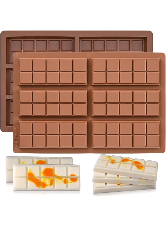SAGREENY 2 Pcs Rectangle Chocolate Bar Molds For Wickless Wax Melt Candles, Sweet Bakeware, Thick And Large Chocolate Making - Image 1