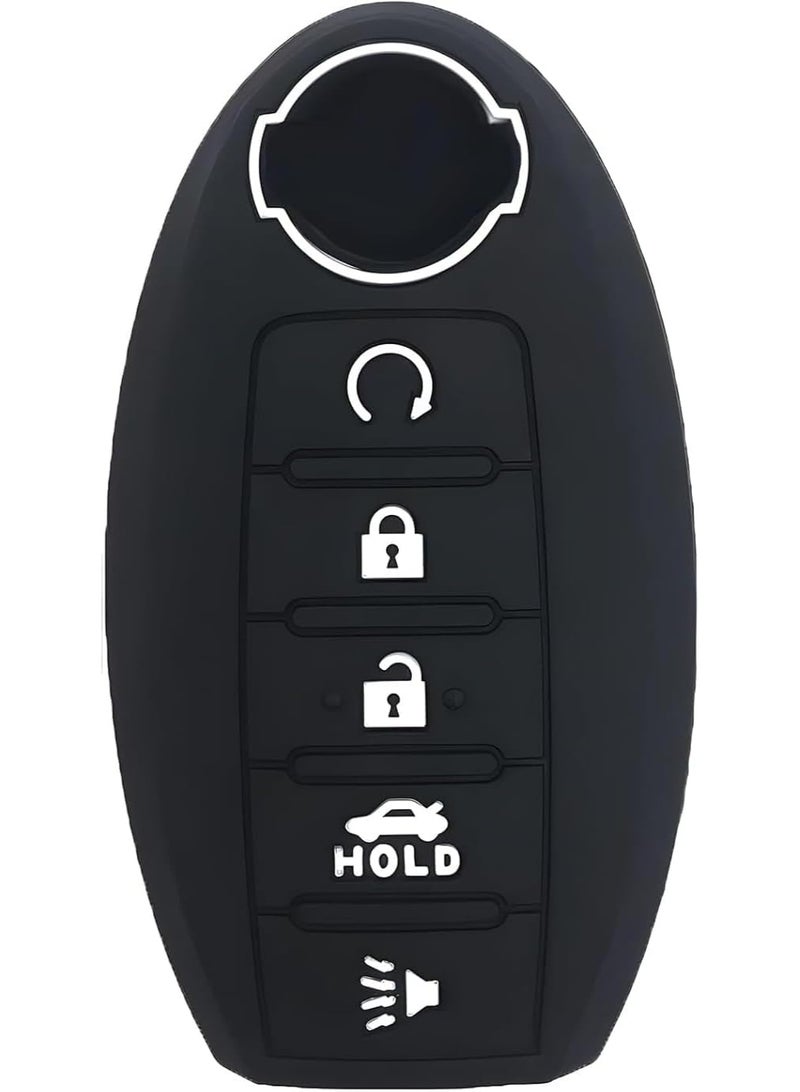 5 Buttons Silicone Key Shell Cover Case for Nissan Altima Maxima Murano Armada Pathfinder Patrol Rogue Sentra, Remote Protection Case Black - Image 2