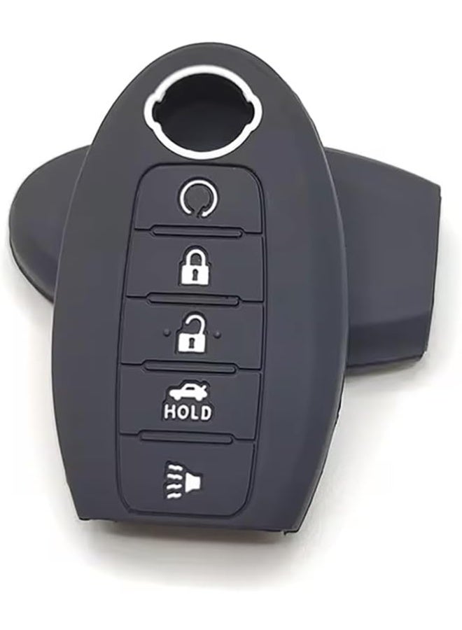 5 Buttons Silicone Key Shell Cover Case for Nissan Altima Maxima Murano Armada Pathfinder Patrol Rogue Sentra, Remote Protection Case Black - Image 3