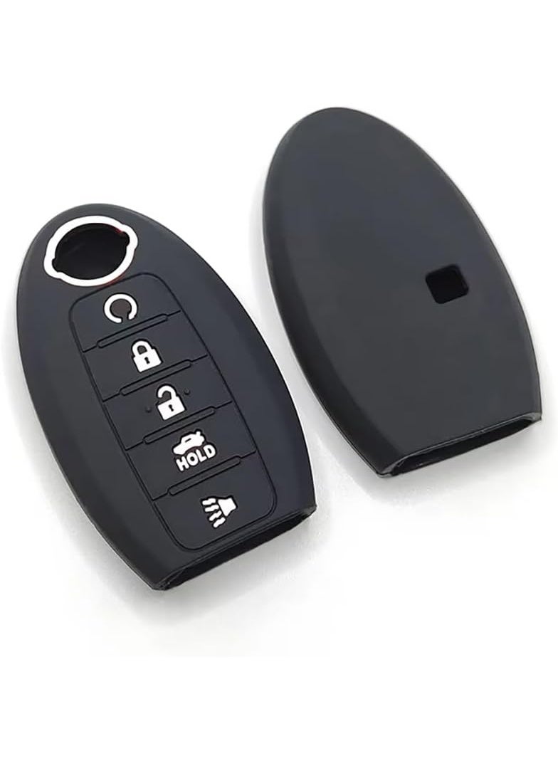 5 Buttons Silicone Key Shell Cover Case for Nissan Altima Maxima Murano Armada Pathfinder Patrol Rogue Sentra, Remote Protection Case Black - Image 4