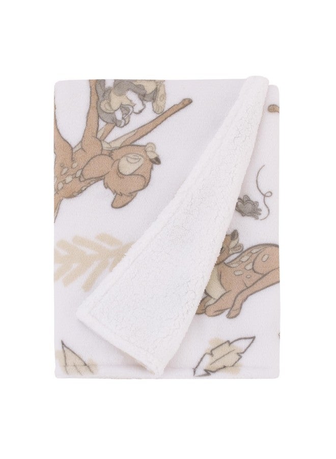 NoJo Disney B is for Bambi Tan, Gray, and White Super Soft Plush Sherpa Baby Blanket - Image 4