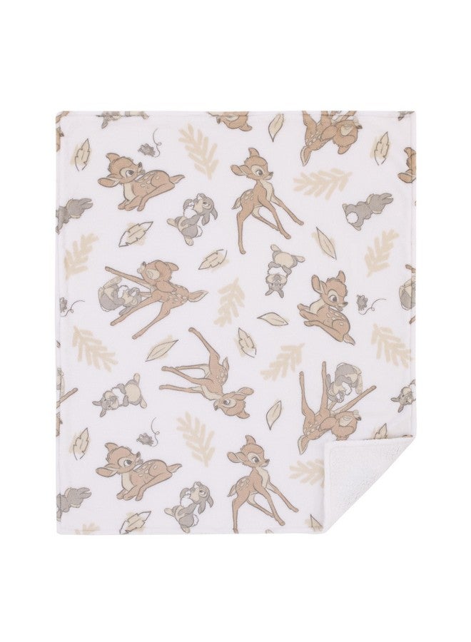 NoJo Disney B is for Bambi Tan, Gray, and White Super Soft Plush Sherpa Baby Blanket - Image 1