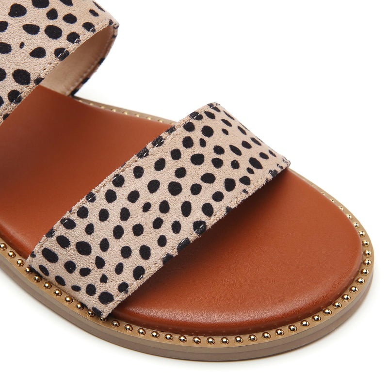 Tilocow Women's Flat Sandals with Rivets Inlaid, Slip on Flat Sandals, Two Strap Slide Shoes, Comfortable Open Toe Casual - Image 5
