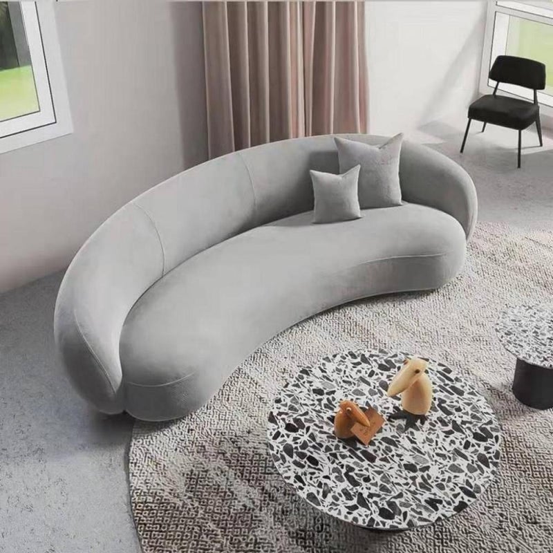 Betak Three-seater sofa, suede and linen - gray - Image 1