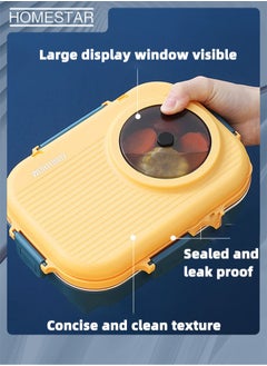 HOMESTAR Lunch Box with Soup Bowl 304 Stainless Steel Bento Box with 3 Compartments Lunch Container for Adults Yellow/Navy  - Image 4
