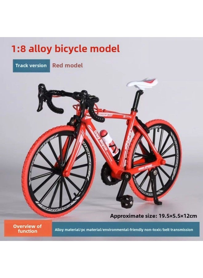 For 1:8 Simulation Alloy Mountain Bike Speed Reduction Bicycle Model Mini Bicycle Toy Ornaments-Color:Red-curved Handlebar Bicycle  - Image 1