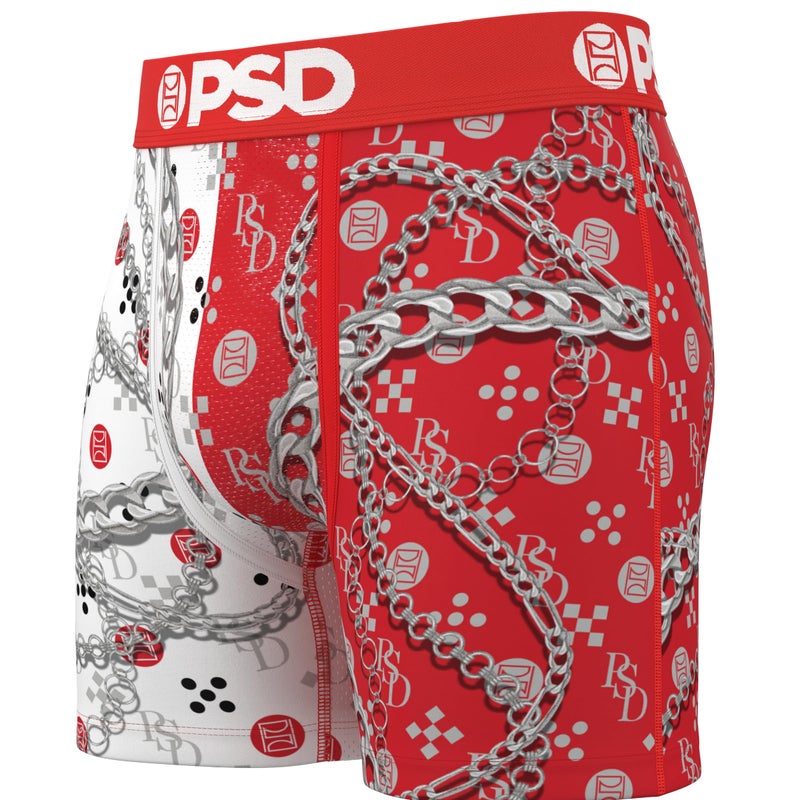 PSD سروال داخلي للرجال بلون أحمر ناري بطول متوسط 3 قطع، متعدد، L - Image 4